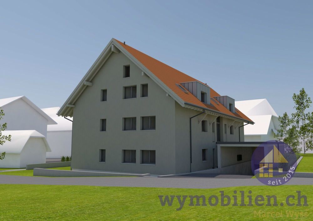 Privater Garten mit 131m2, 3.5 Zimmer, Einstellhalle, Lift! - Ostfassade mit Blick auf die Rampe EHP (Nordfassade)