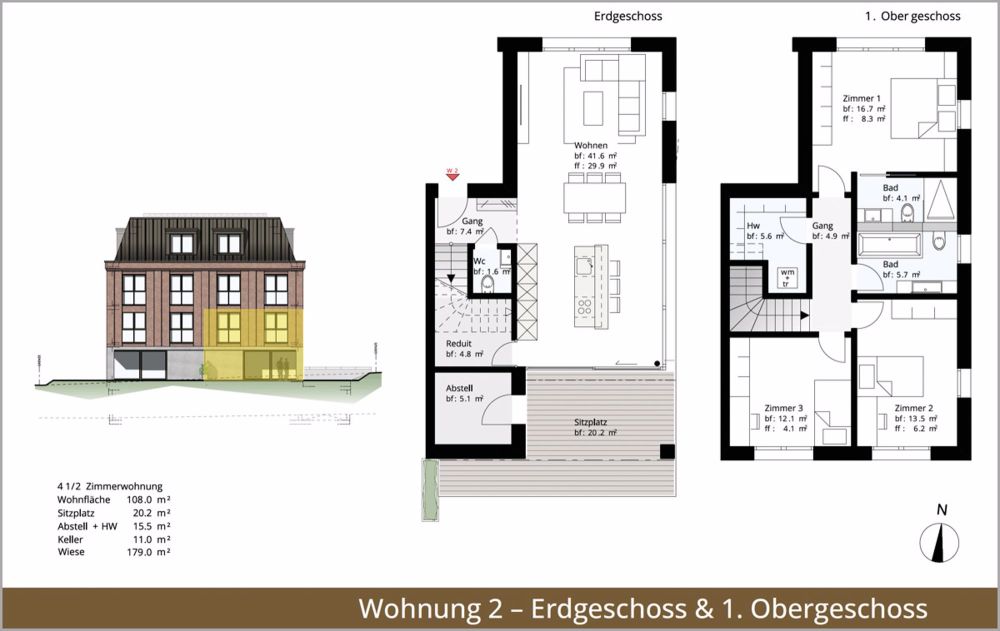 Traumhafte Maisonette mit Garten an bester Lage! - Grundriss Erdgeschoss-Maisonette-Wohnung Casa Wartegg