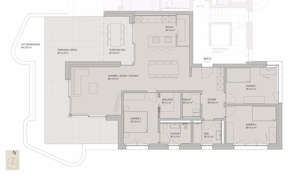 NEUBAU: 3.5-Zimmer-Attikawohnung - 4.5-Zimmer-Attikawohnung links