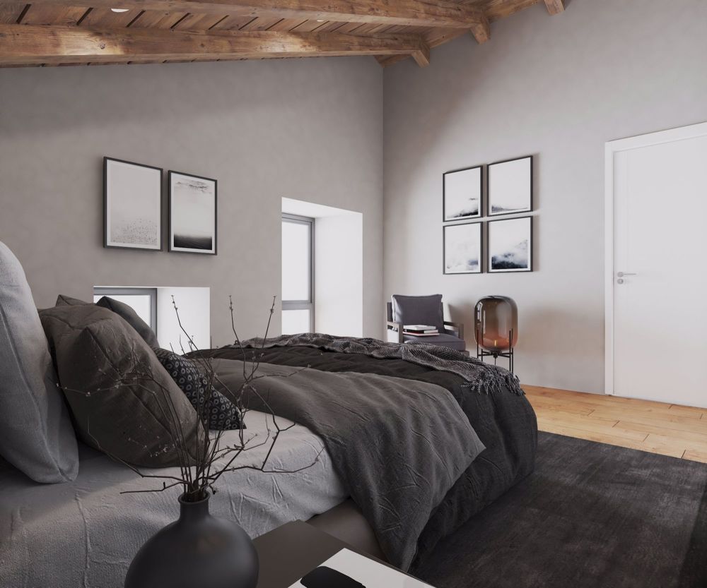 Duplex avec terrasse totalement rénové à proximité de la ville de Sion - Lot A.2 - Chambre à coucher / Los A.2 - Schlafzimmer / Lot A.2 - Bedroom