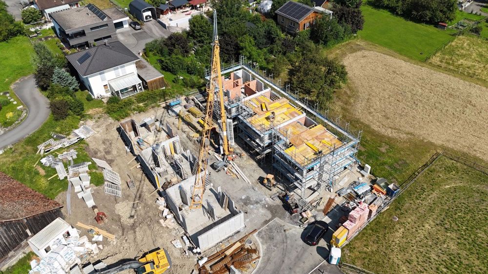 Modernes Reiheneinfamilienhaus in Sax zu kaufen - Vogelperspektive