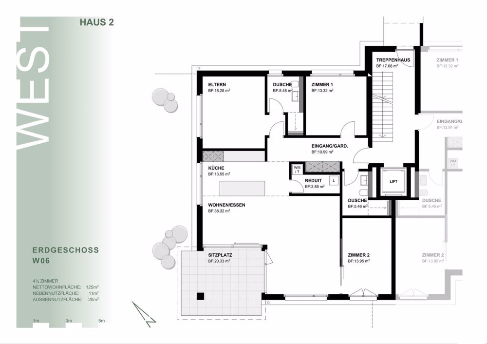 Moderne 4.5-Zimmer-Gartenwohnung in Hallau - Grundriss
