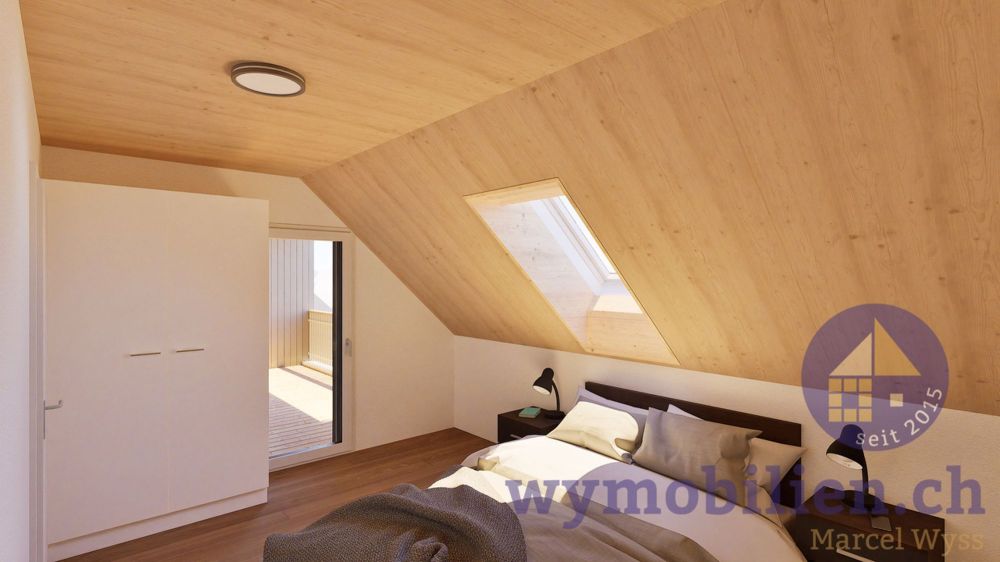 Wohnung mit priv. Gartenbereich - bezugsbereit ab Frühling 2026 - Beispiel Zimmer DG Wohnung mit Ausgang auf den Balkon