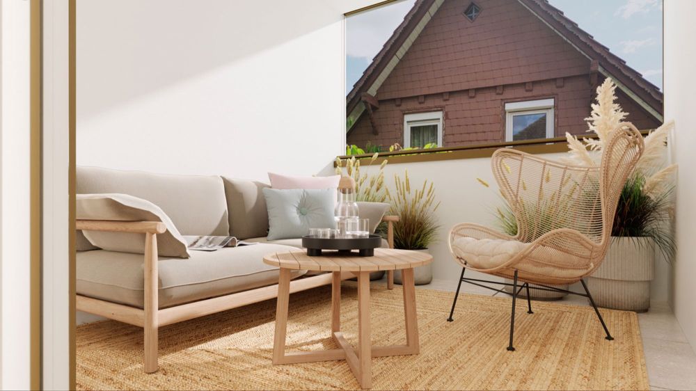Hochwertige 3.5 Zimmerwohnung mit zwei Badezimmer und zwei Loggien - Gedeckte Loggia Richtung Westen
