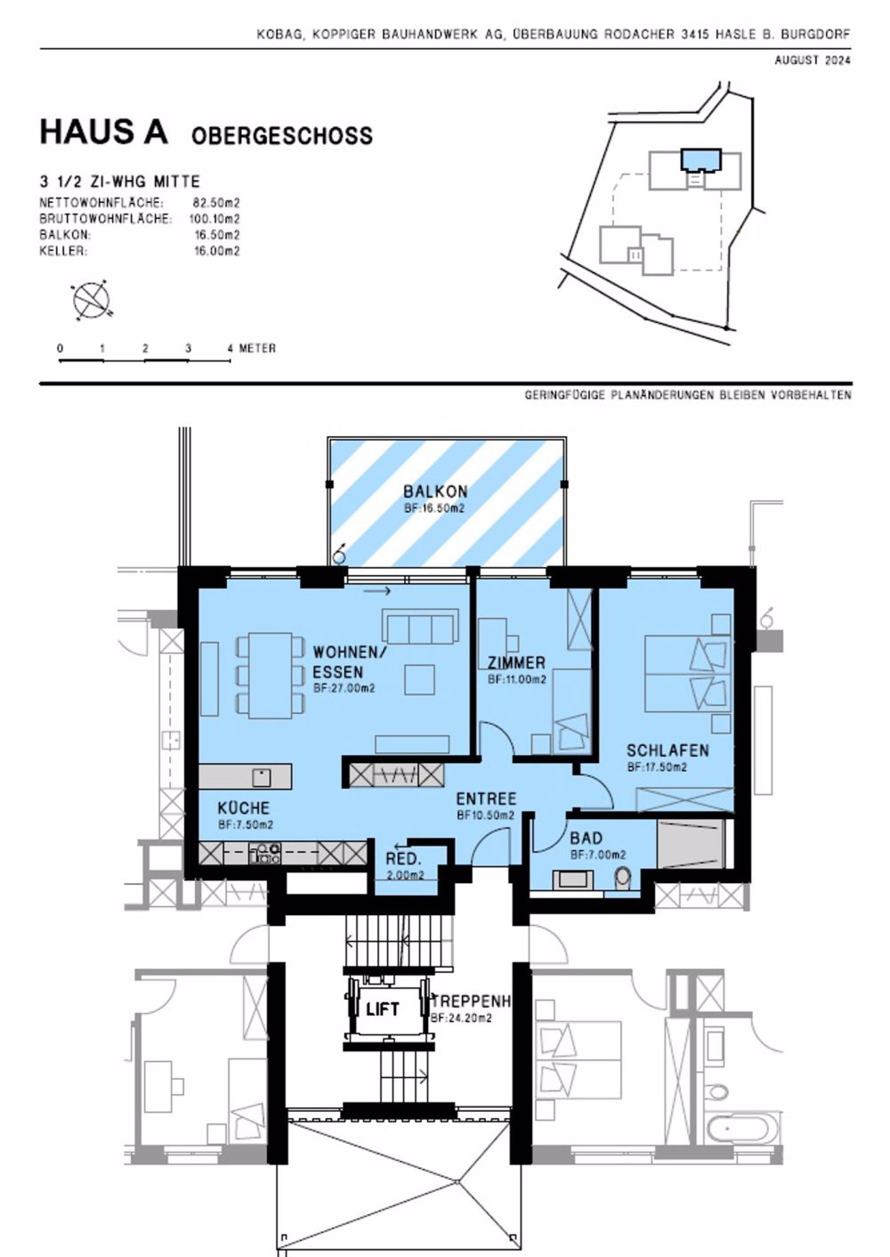 Überbauung Rodacher: 3.5 Zimmer Eigentumswohnung Haus A Obergeschoss mitte - Bild 5