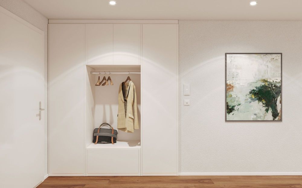 4.5 Z.-Wohnung OG, 125m2 Netto Wohnfläche, 23.5m2 gedeckter Sitzplatz - Vorplatz/Garderobe