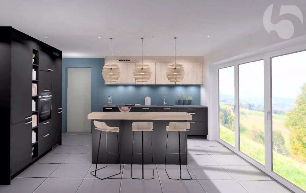 Villars-le-Terroir, Baustelle im Gange: Geräumiges 5,5-Zimmer-Apartment (anpassbar auf 4,5 Zimmer) mit 130 m2 und Südbalkon - Einheit B8 - Illustration agencement de cuisine, projet modifiable - budget confortable de 30'000.-