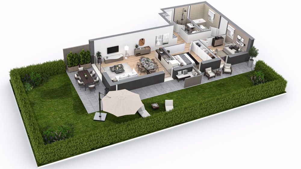 APP von 3,5 Zimmern mit Garten - Nähe Bahnhof - Panoramablick - Lot B01 (similaire B04-B07-B10)