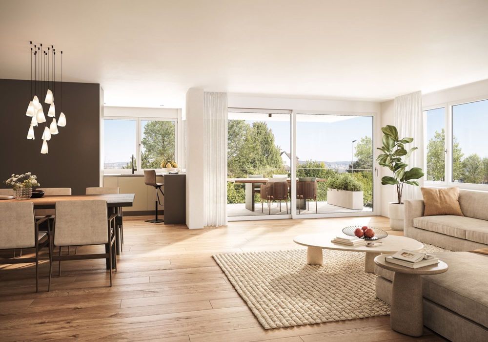 Neubauprojekt Azuré: Hochwertige 3.5-Zimmer-Wohnung am See - Visualisierung Wohnbereich