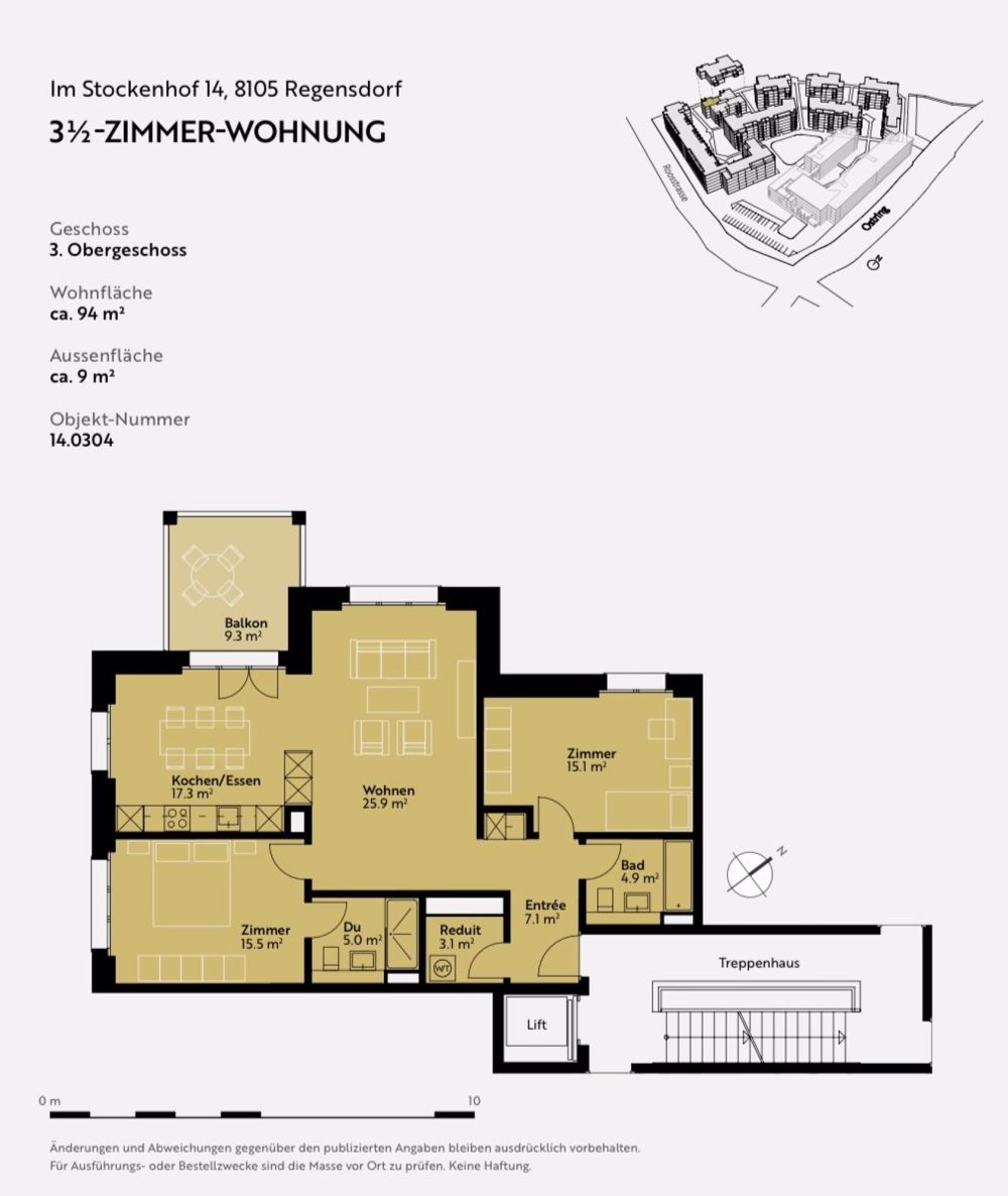 Moderne und komfortable 2.5-Zimmer Wohnung - Grundriss