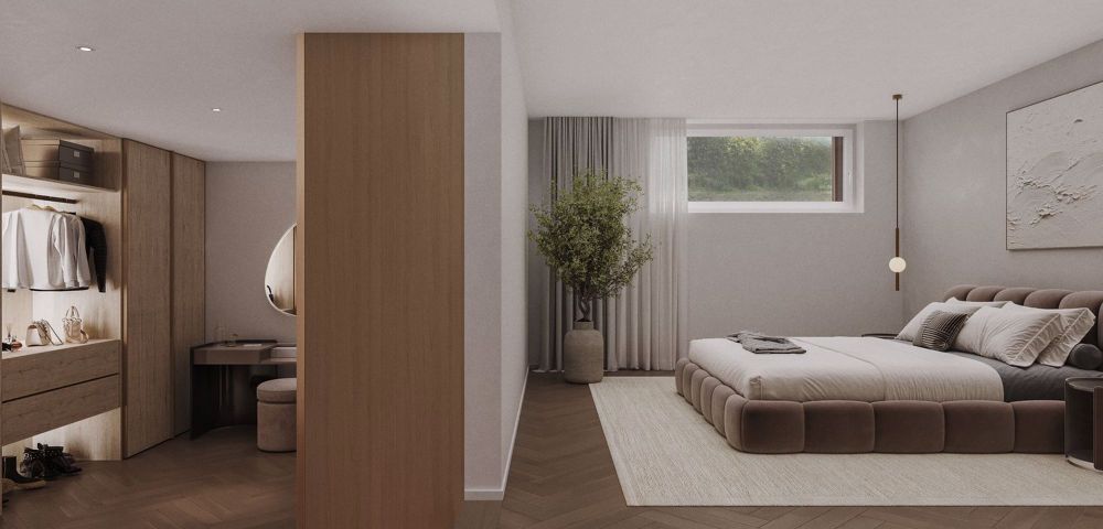 Wohnen im Moment vollkommener Balance - Schlafzimmer / Garderobe