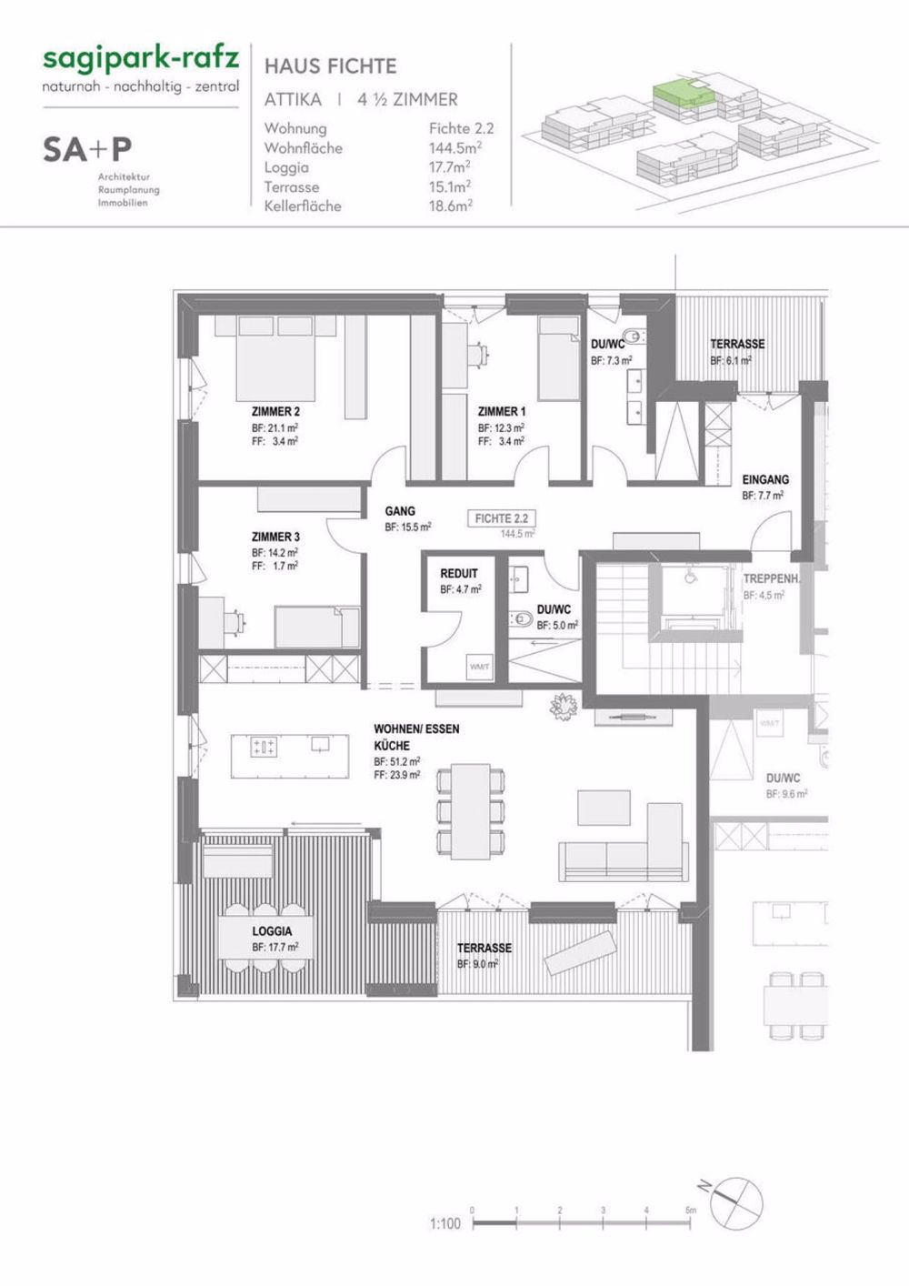 naturnah - nachhaltig - modern - 4.5-Zimmer Attika-Whg. 2.2