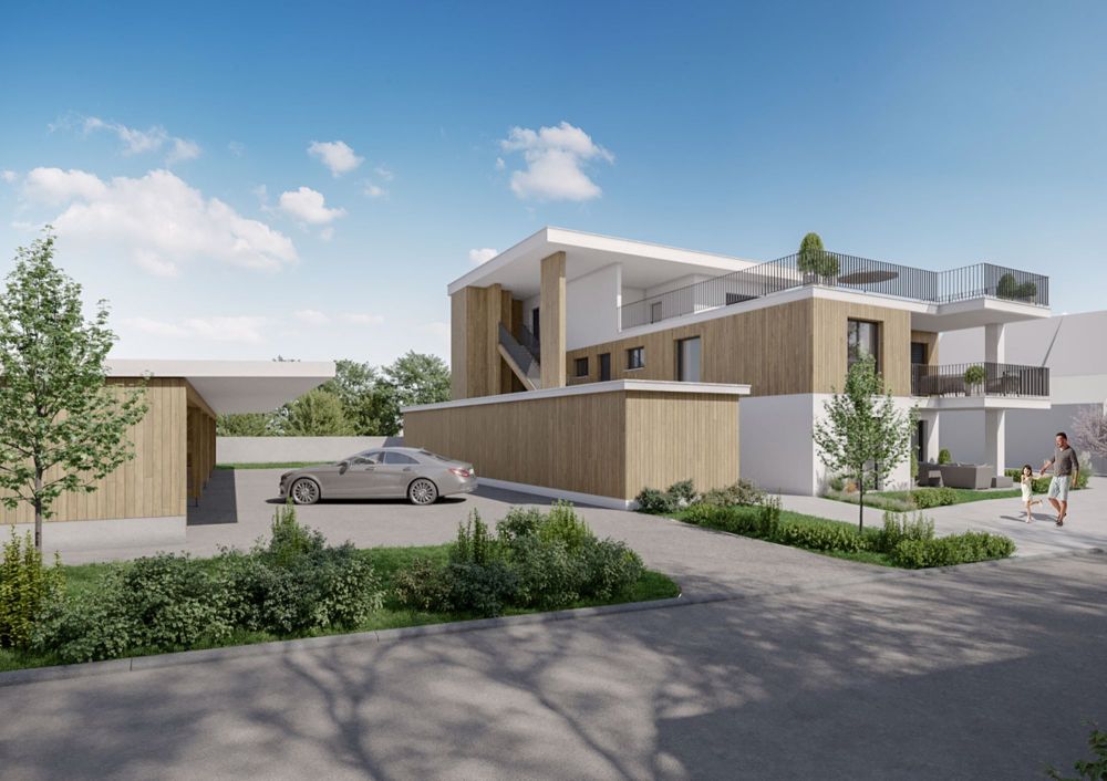 Moderne Eigentumswohnung "im rächte Winkel - Aussenansicht Carports