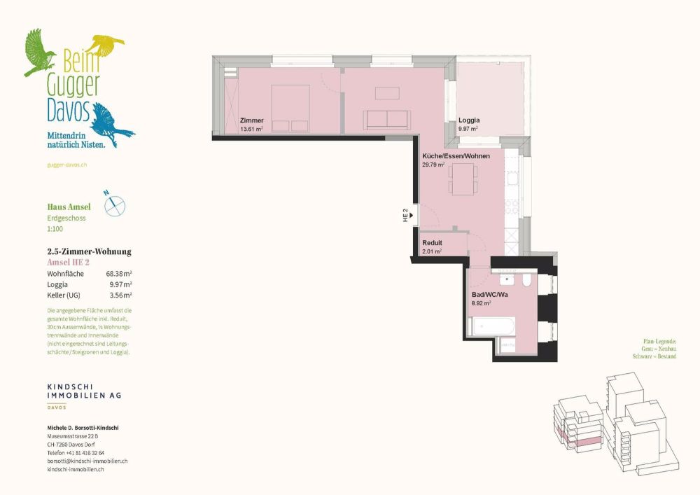 Erstwohnung Neu-Anbau EG Haus Amsel - Grundriss 2.5 Zimmer-Wohnung