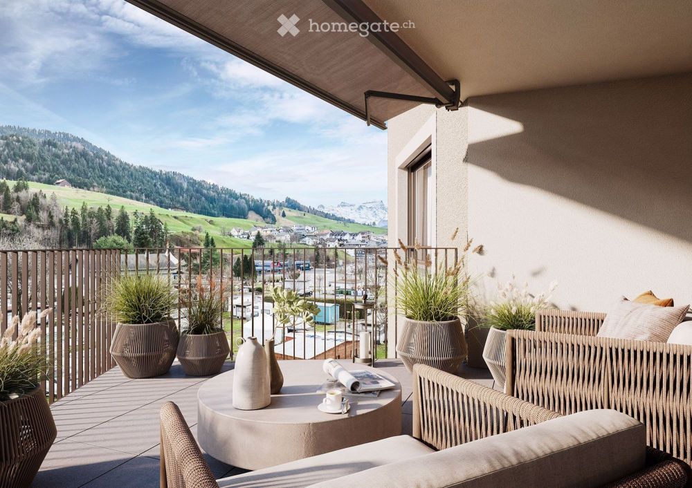Moderne, zentral gelegene 4.5-Zimmer-Wohnung mit atemberaubendem Bergblick in Sattel - Bild 1