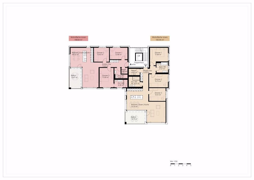 MFH Effilo - Wohntraum mit 4.5 Zimmer, 2 Bäder im 1. OG (Whg 522-4) - Wohnung 522-4 = rot