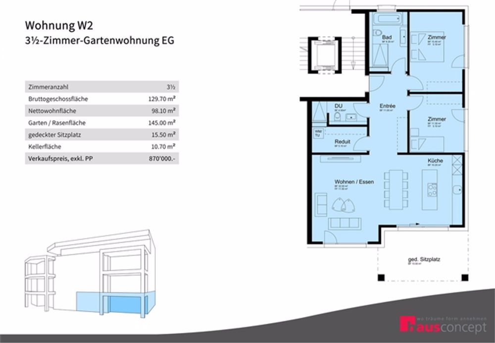 W2 | modernes & grosszügiges Wohnen | 3.5-Zimmer Gartenwohnung - Bild 4