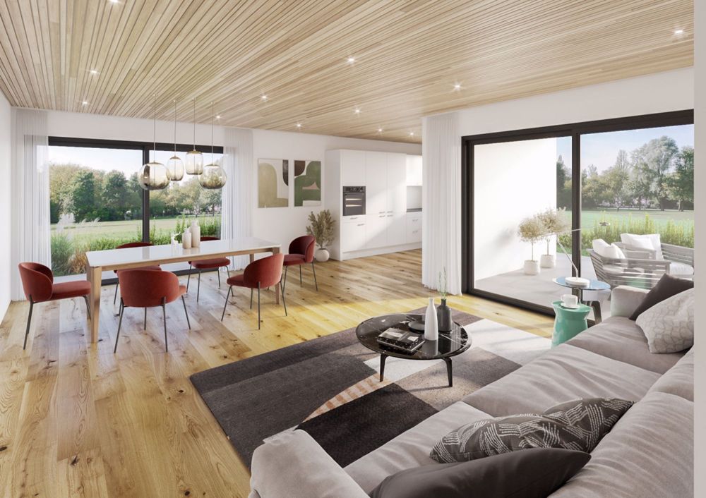 Moderne Eigentumswohnung "im rächte Winkel - Wohnbereich mit Küche