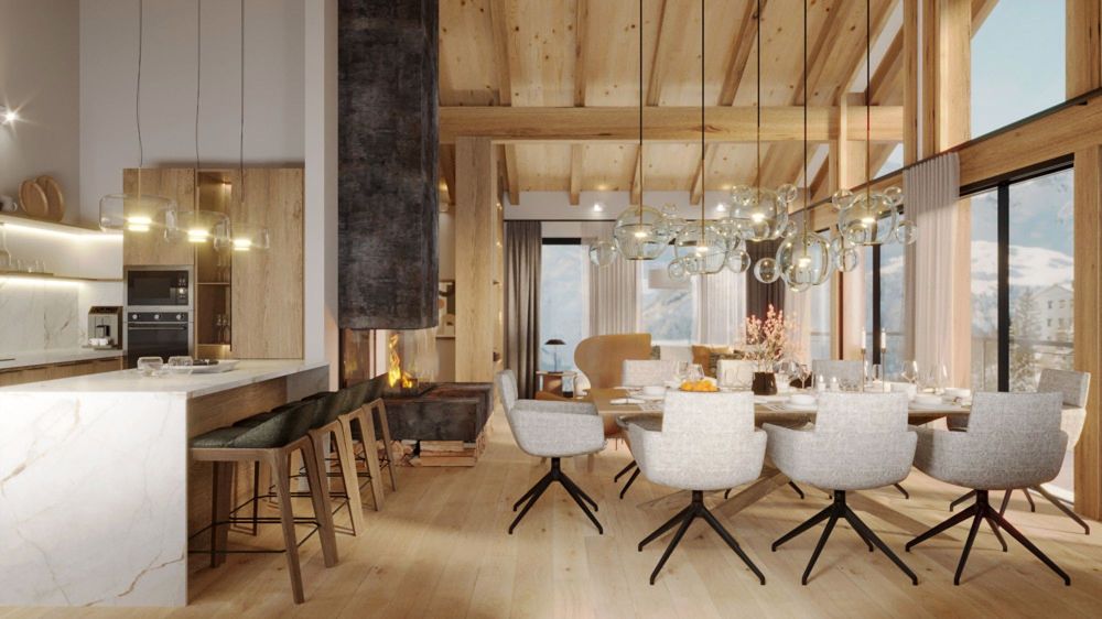 Lauchernalp Chalet nr. 4090 - Shalets Villa T Wohnraum 02