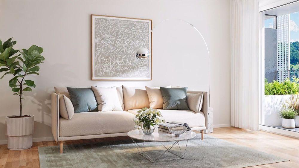 Erstbezug: 1.5-Zimmer-Single-Wohnung - Wohnzimmer