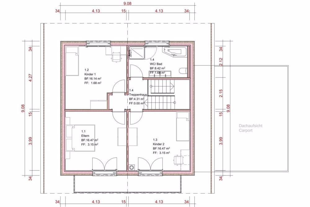 Neubau-Einfamilienhaus in ruhigem Quartier in Eggiwil - Grundriss Obergeschoss