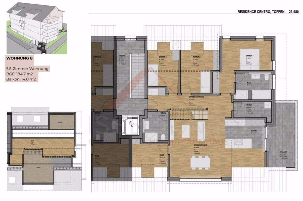 RESIDENCE CENTRO – 5½-Zimmer-Dachwohnung mit Galerie 8Süd (Dachgeschoss) - Bild 12