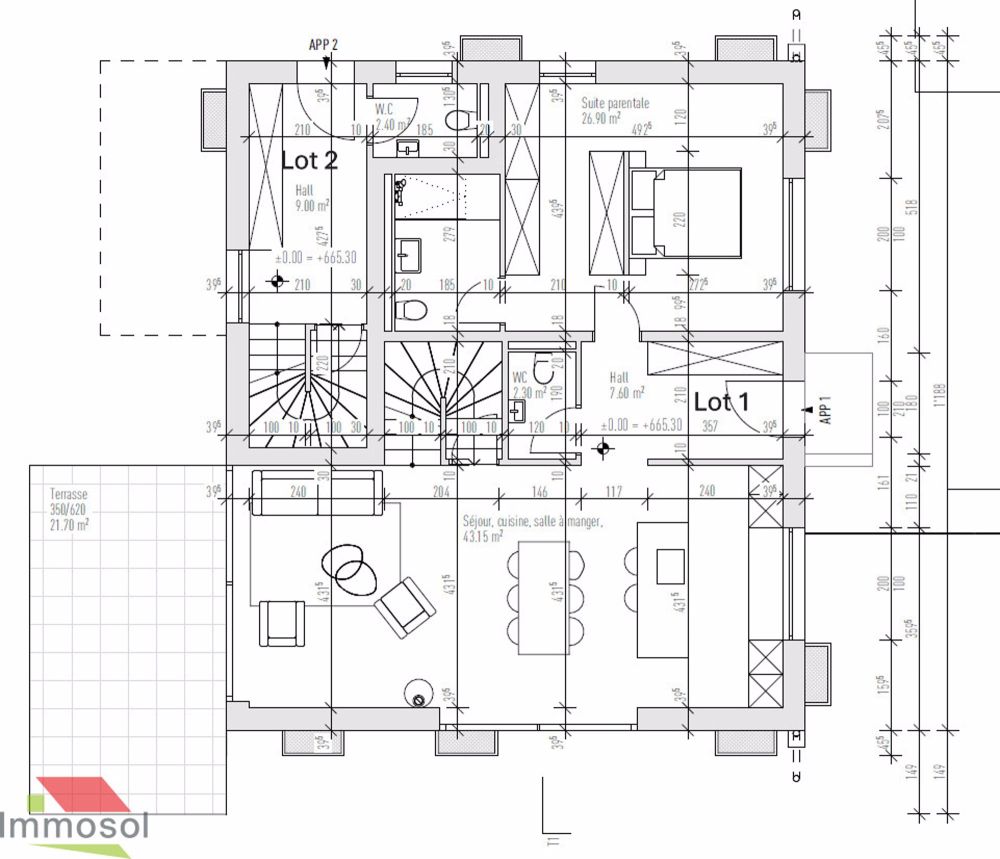 Le Mont - Attique Neuf 5.5 pièces avec Jardin Privé - Immosol | Le Mont | Plan RDC