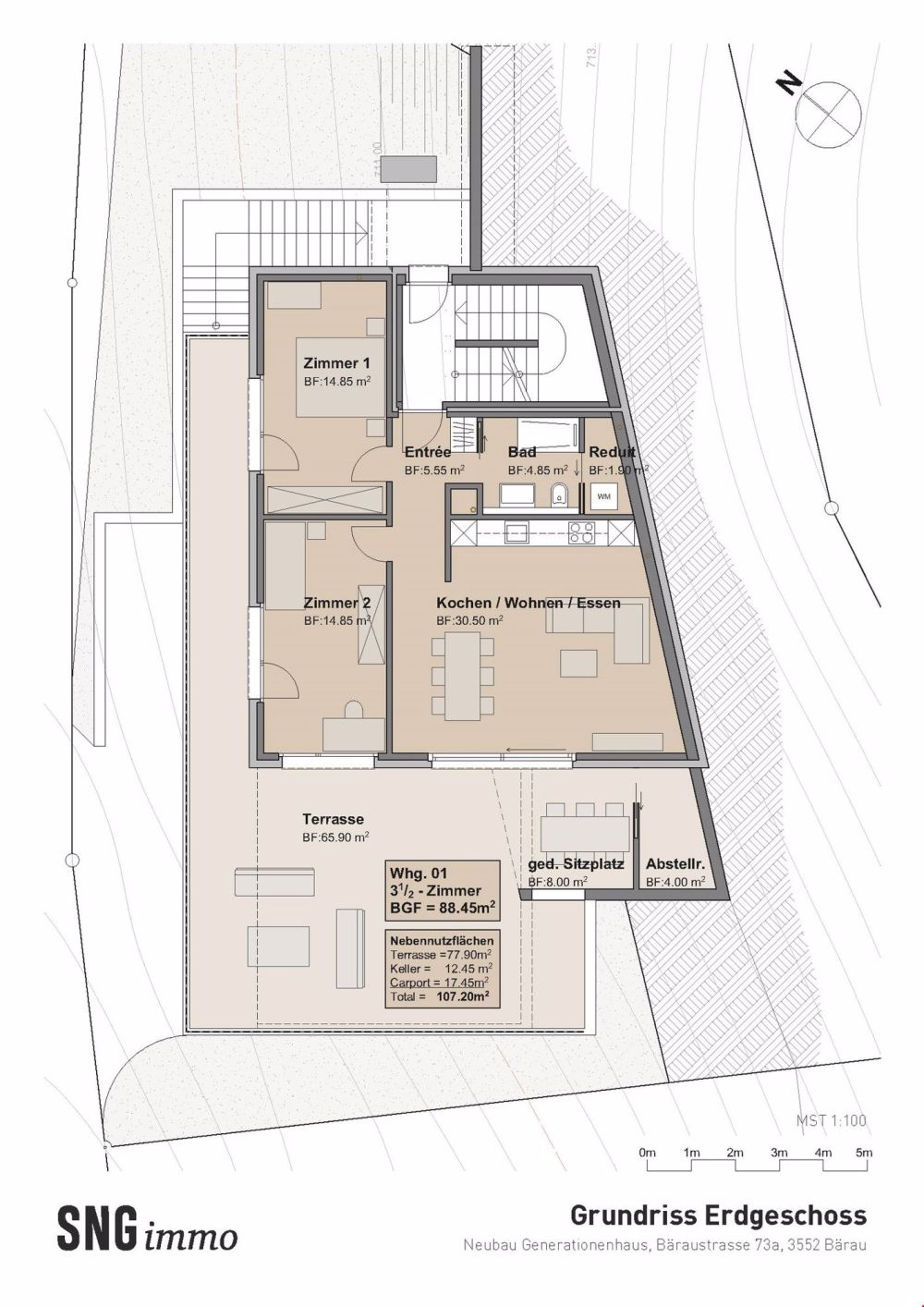 Neue Wohnung mit grosser Terrasse in DEFH in Bärau zu verkaufen - Bild 5
