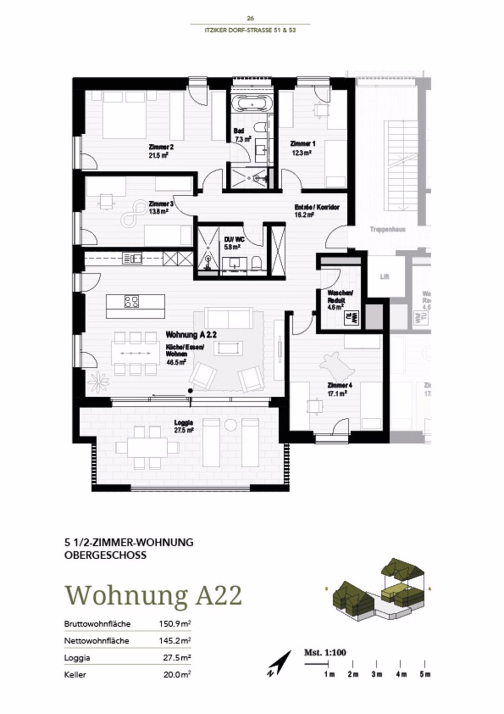 Grosse 5.5 Zimmer-Eigentumswohnung, 150m2 Wohnfläche, ruhig und von Natur umgeben - Bild 5