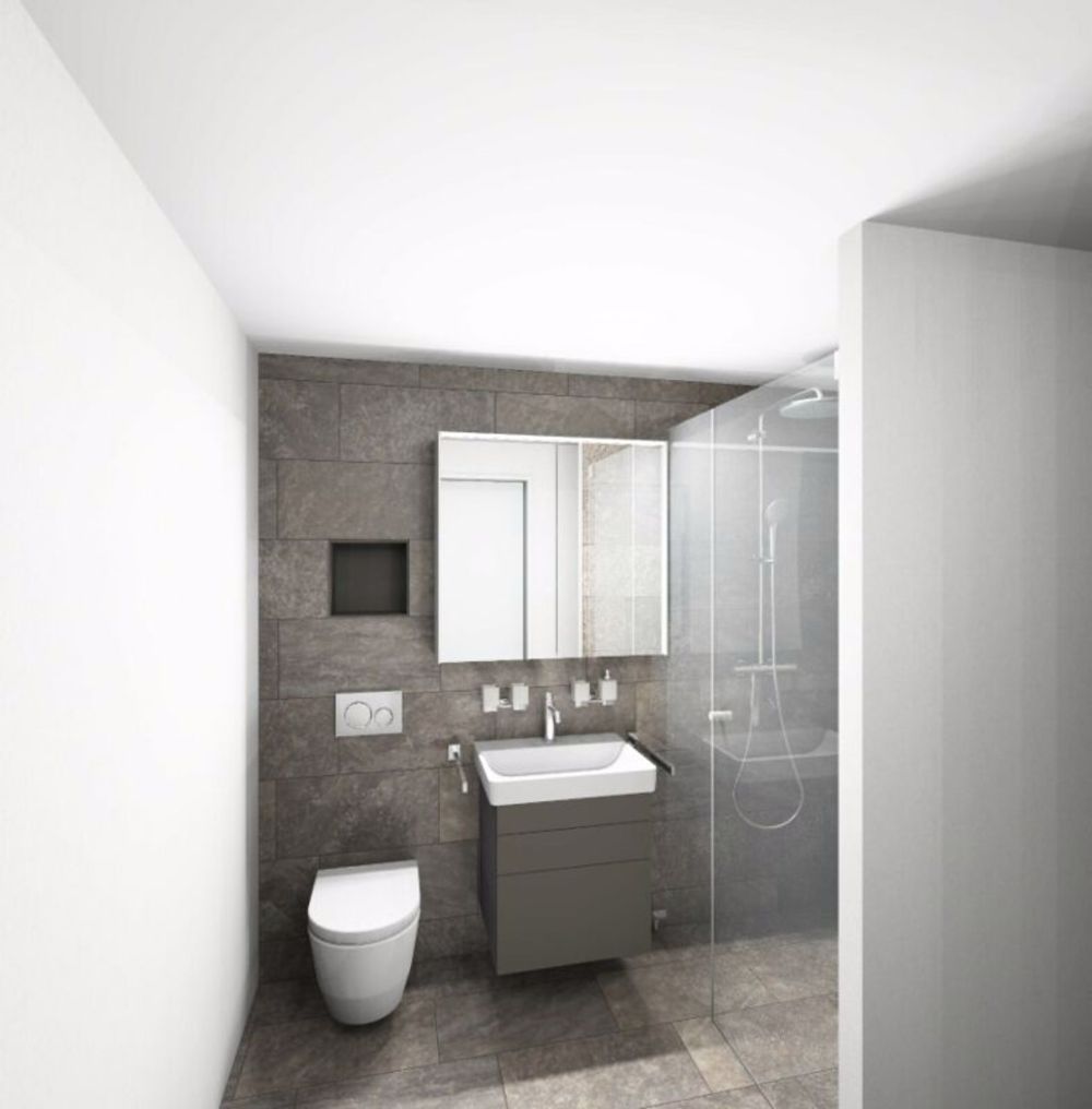 ERSTVERMIETUNG: 2.5 Zimmer-Wohnung im Erdgeschoss - Visualisierung Nasszelle