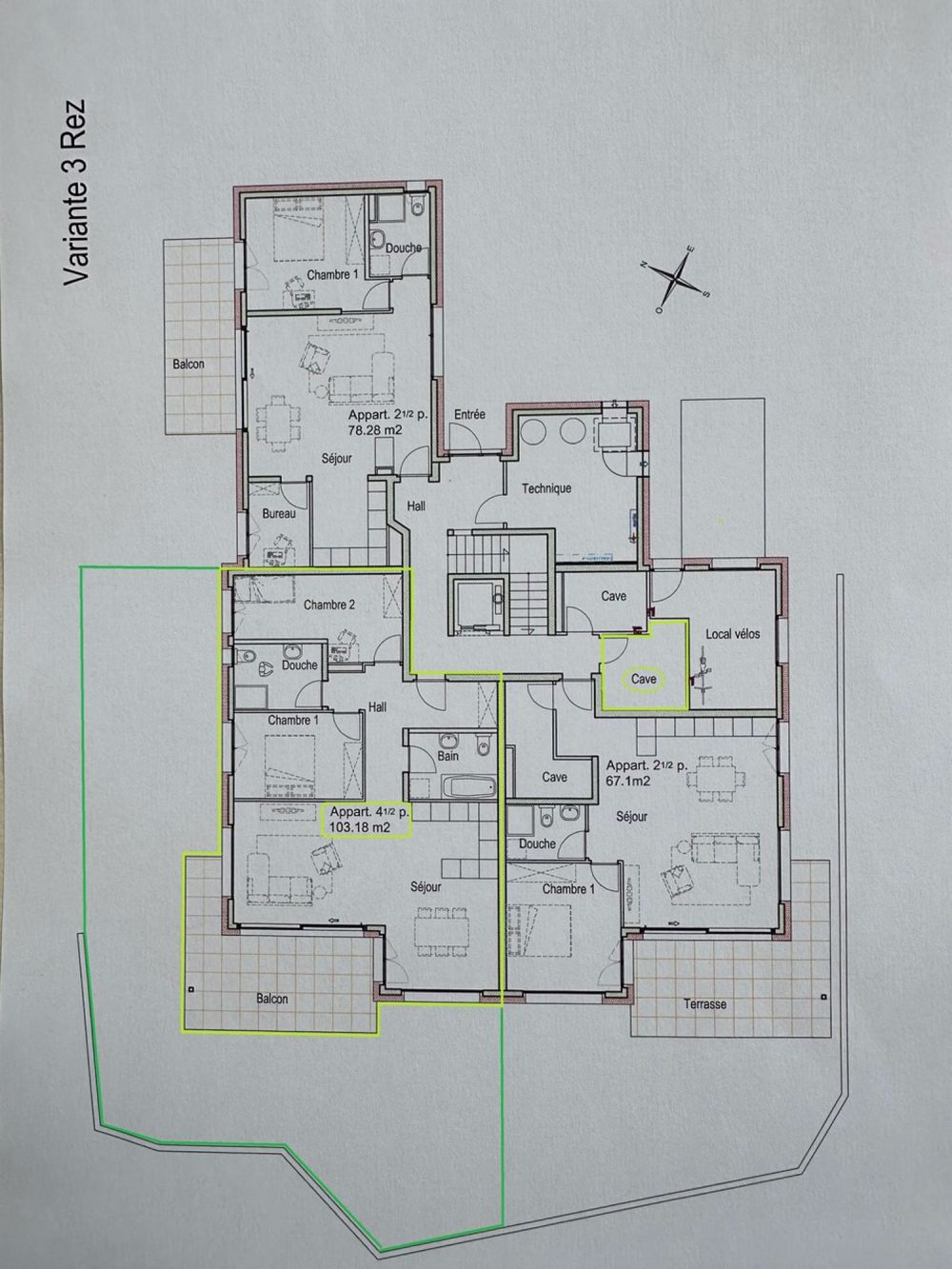 Neue Residenz "Lentine - Plan Rez 3 1/2 pièces