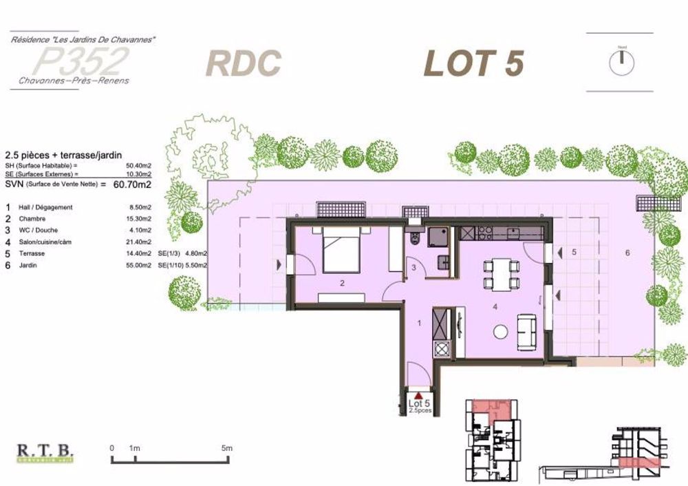 Appartement 2,5 pces au rez avec jardin à Chavannes, lot 5 - Bild 6