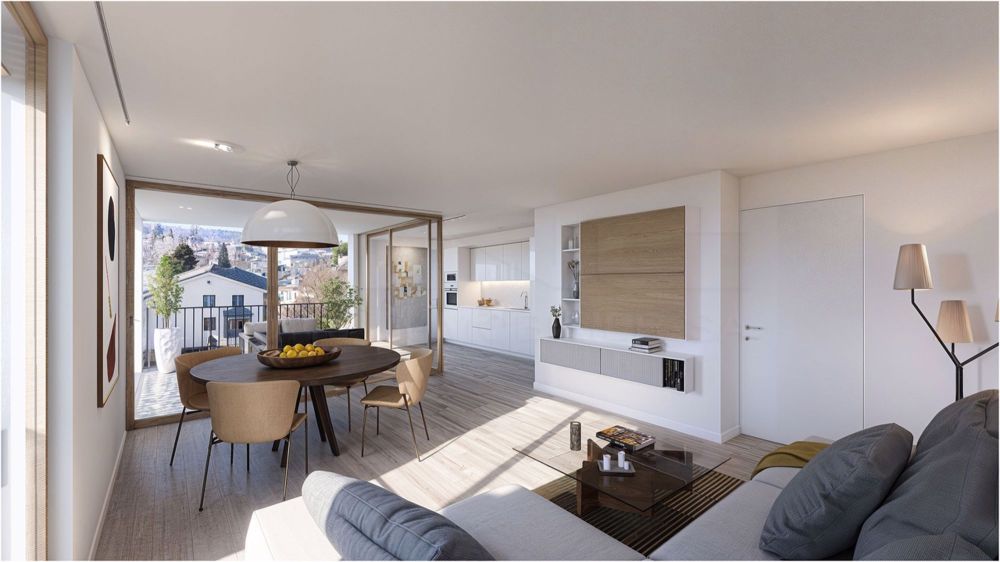 Neue Promotion in Freiburg! 6.5-Zimmer-Duplex-Penthouse - Lots 1/3/5 - séjour, salle à manger et cuisine - Pervenches 6 (image non contractuelle)