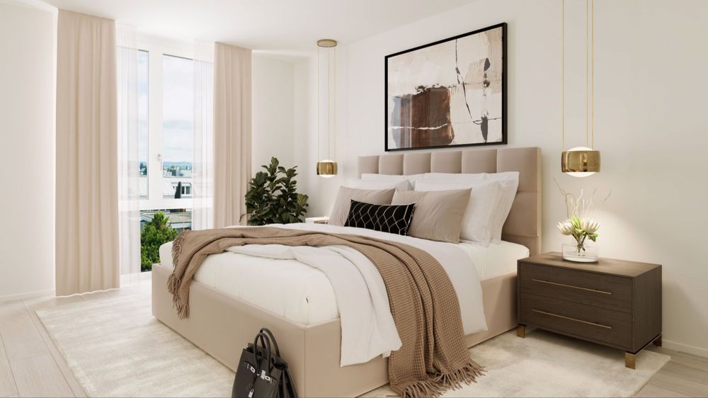4.5 Zimmer-Attikawohnungen mit Weitsicht über Oerlikon - Schlafzimmer mit Bad en Suite