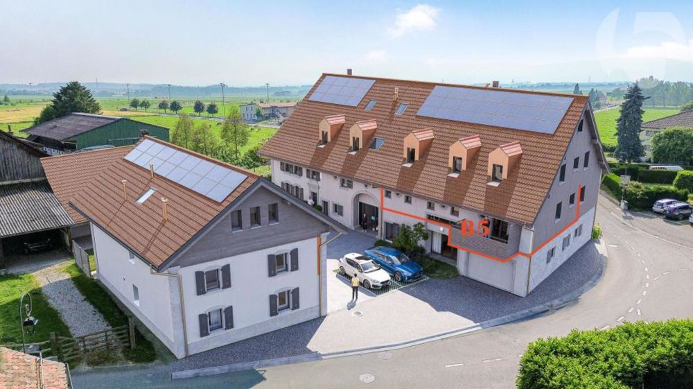 Villars-le-Terroir, chantier ouvert : Spacieux 3.5 pcs de 89 m2 avec balcon - B5 - appartement 3.5 pcs avec balcon Sud / Est équipé d'un claustra et toile de tente inclinable