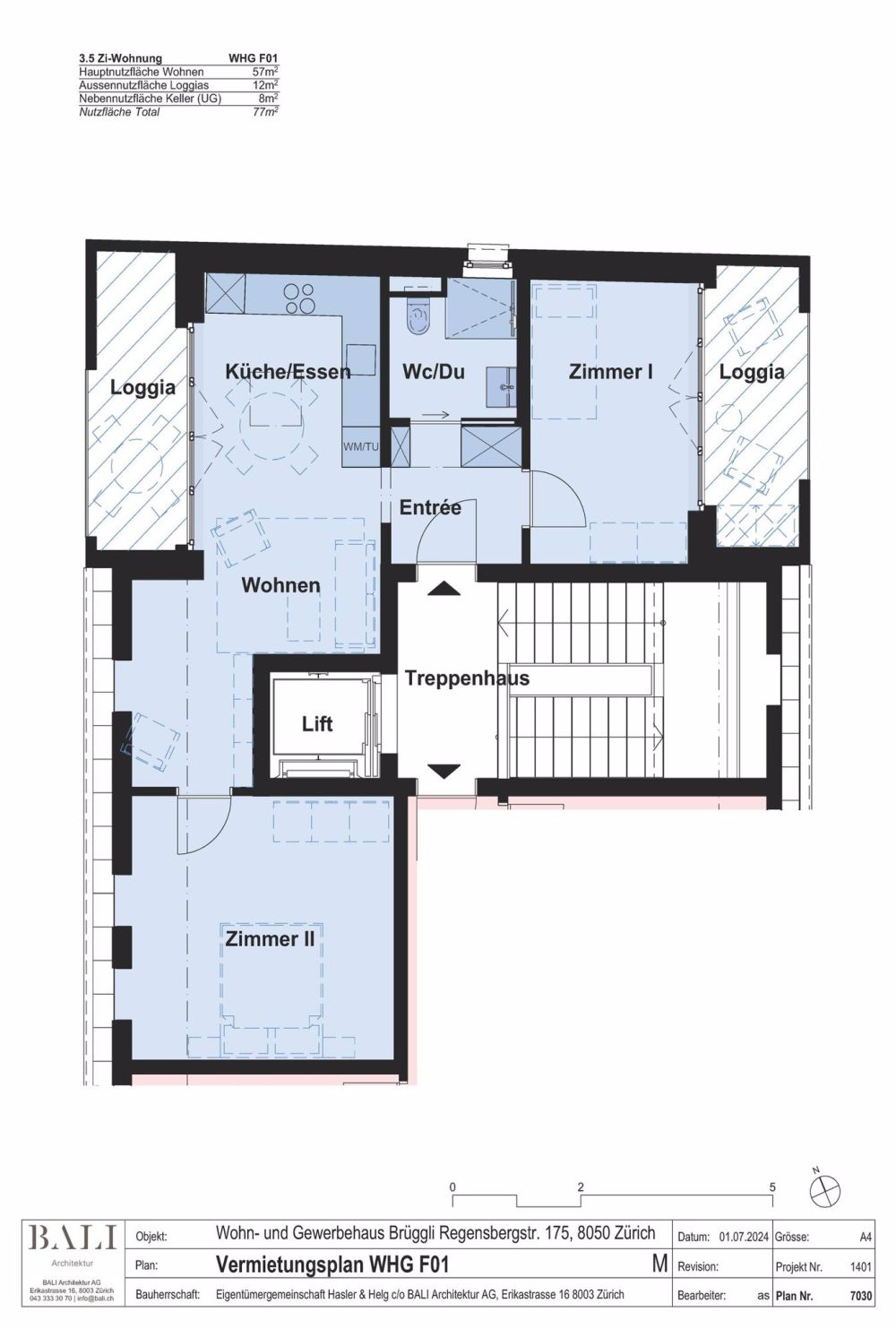 3.5 & 4.5 Zi Whg mit Dachterrasse – Wohnen im Brüggli Zürich Oerlikon - - Bild 3