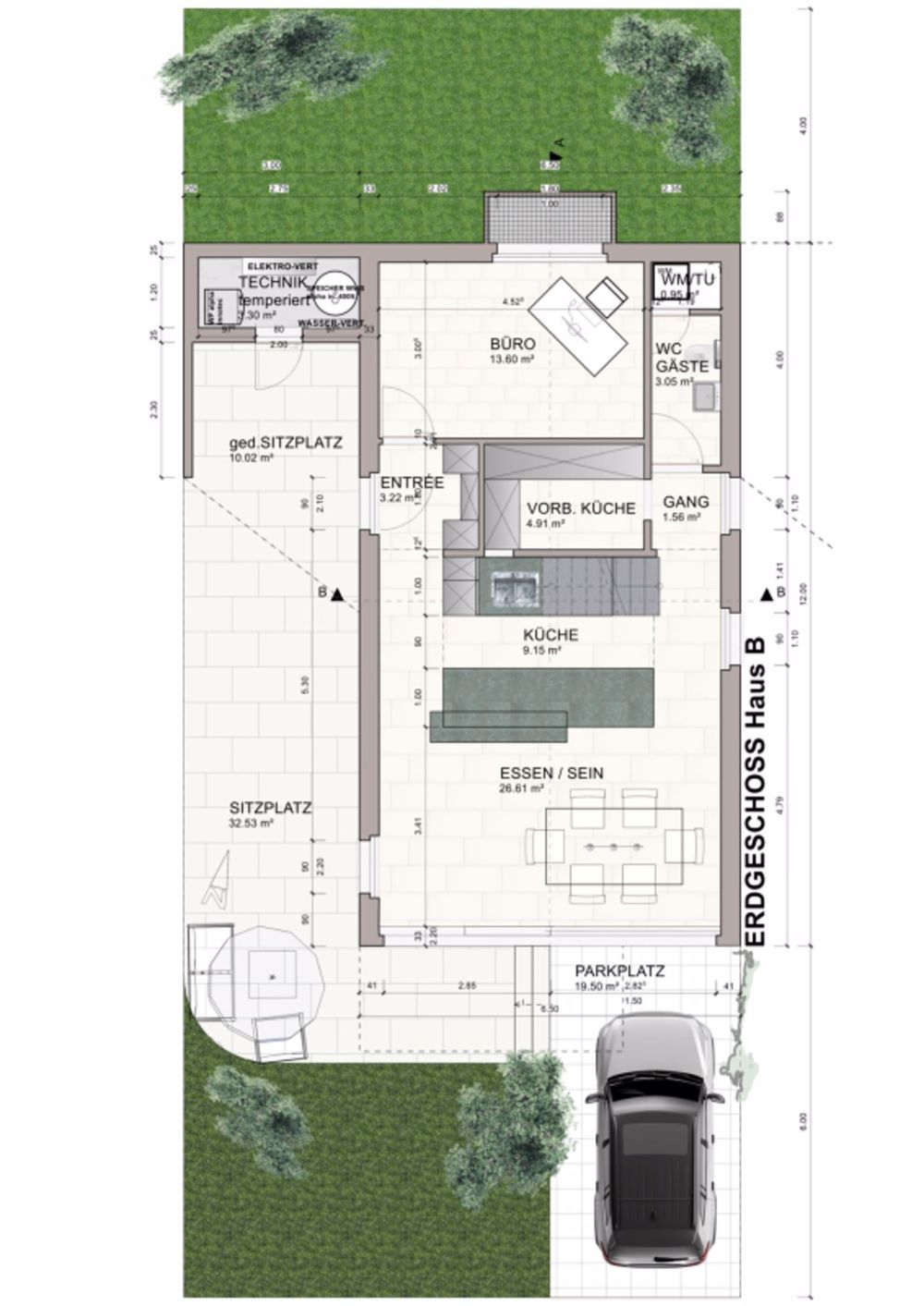 Modern, Clever & Aussichtsreich, in 2565 Jens entstehen drei hochwertige Upside-Down-Einfamilienhäuser mit Panoramasicht im lichtdurchfluteten Wohngeschoss im OG, Dusche en Suite im Schlafzimmer, DG … - Bild 6