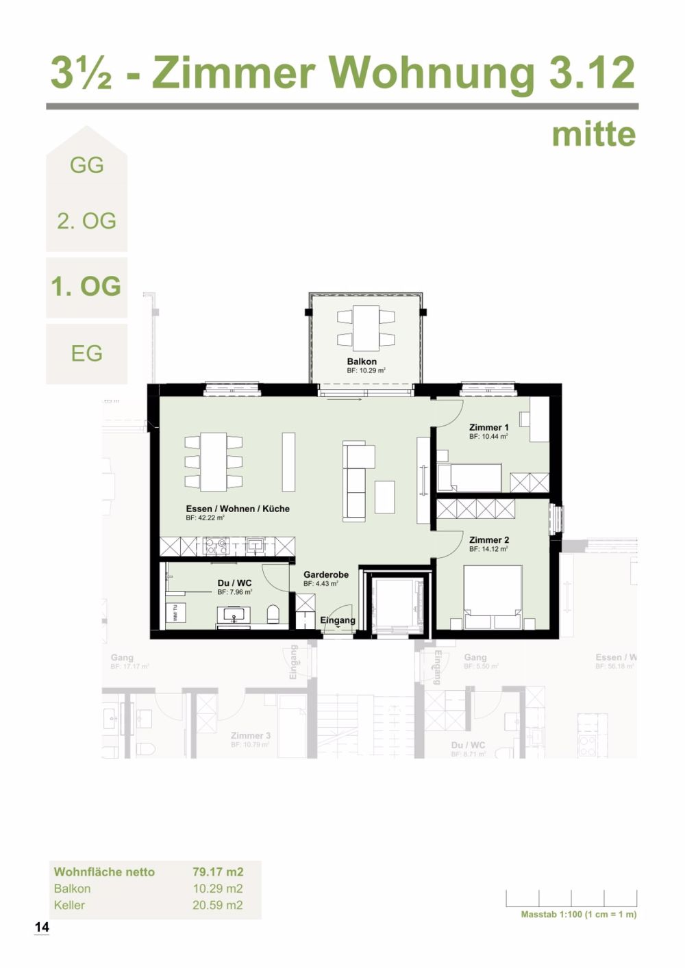 Moderne 3.5-Zimmer-Neubau-Wohnung mit Balkon in Bleienbach - Bild 2