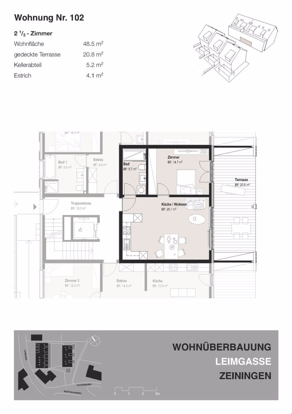 2.5 ZIMMER WOHNUNG INKL. AUTOEINSTELLPLATZ UND GROSSEM SITZPLATZ - 2.5 ZImmer EG