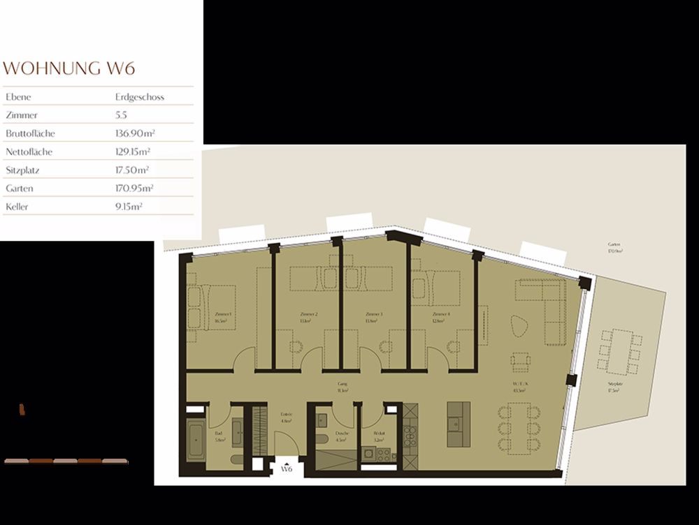 Ruhige und moderne Gartenwohnung mit romantischem Aussenraum und Waldsicht - W6 - Bild 5