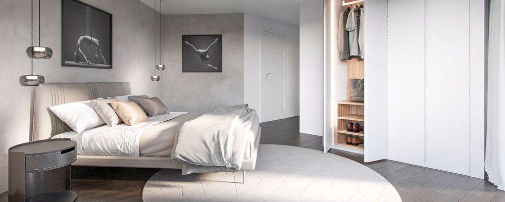 Appt PPE neuf de 2.5 pces avec balcon Campagne Pernod, lot B7 - Exemple d'agencement intérieur (image de synthèse)