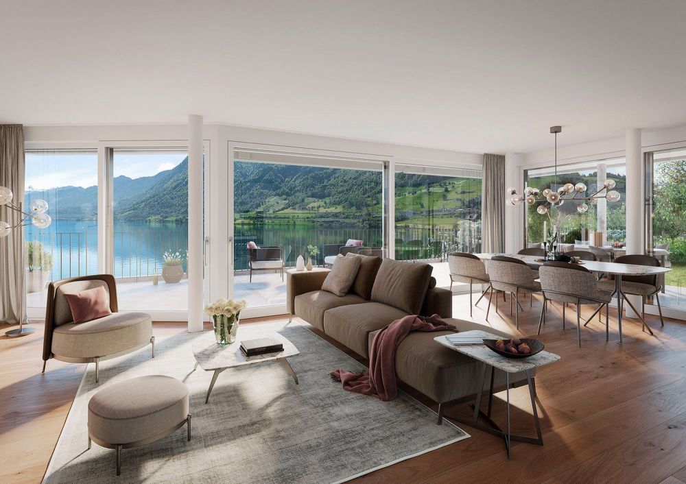 Luxuriöse 3.5 Zi.-Terrassenwohnung mit grandioser See- und Bergsicht - Bild 1