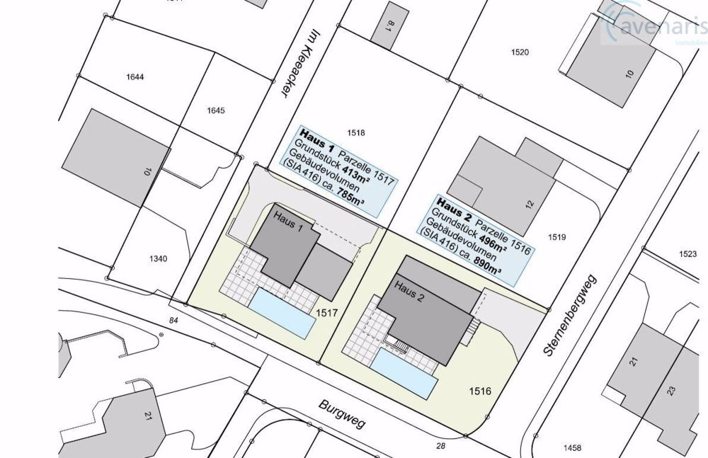 Modernes Einfamilienhaus mit Pool - Situationsplan Haus 1