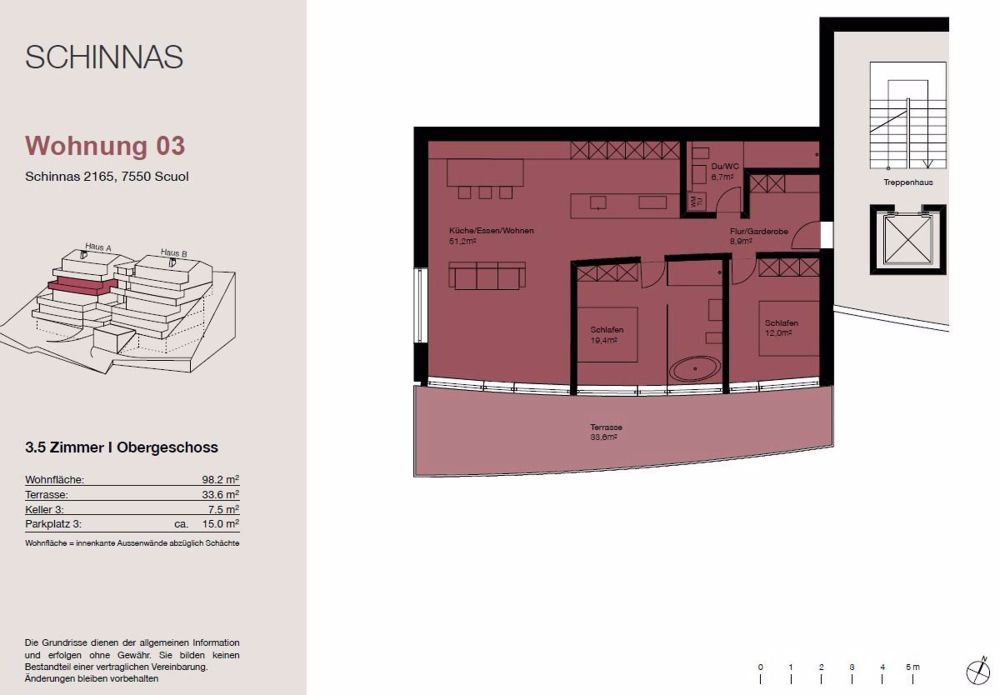 3.5-Zimmer Terrassenwohnung in Schinnas, Scuol - Bild 4
