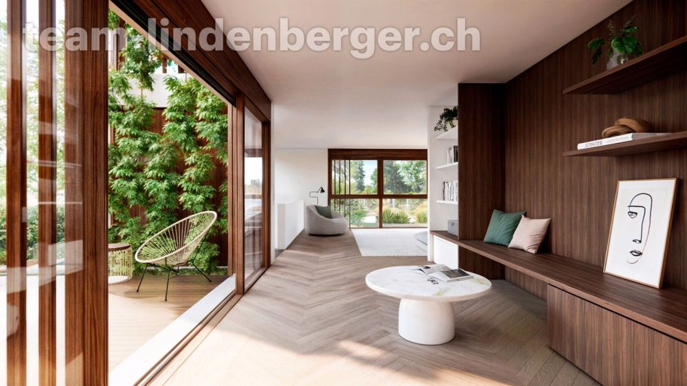 6½ Zi.-Gartenmaisonettewohnung in Allschwil - Wohnbereich und Zugang zum Garten