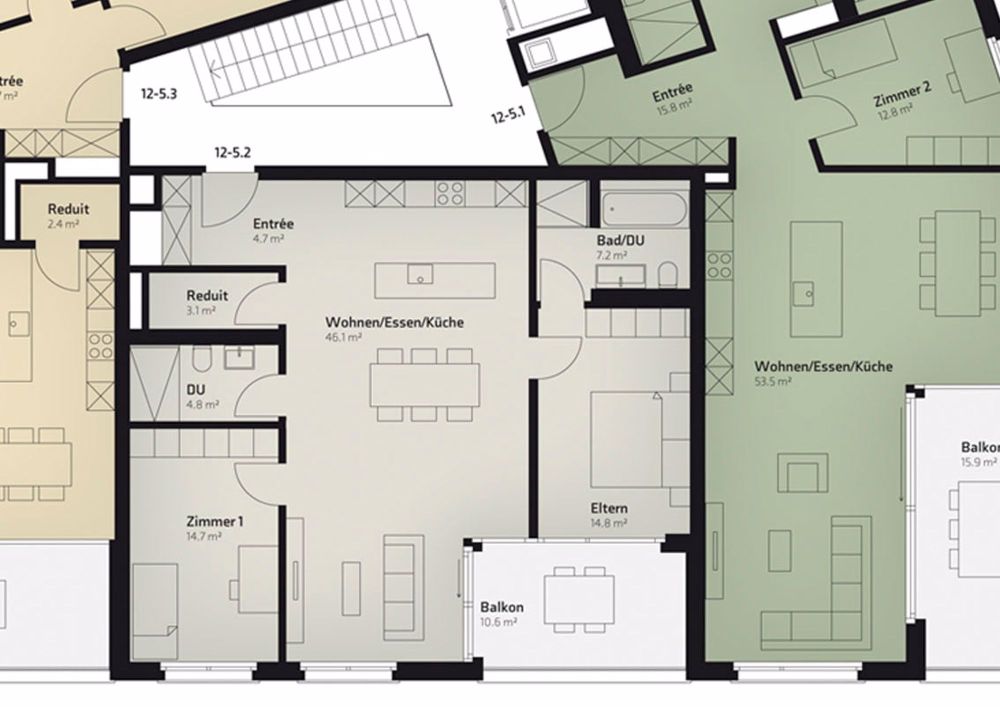 Stadt Wil - 3.5-Zi.-Wohnung im 1. OG - Grundriss