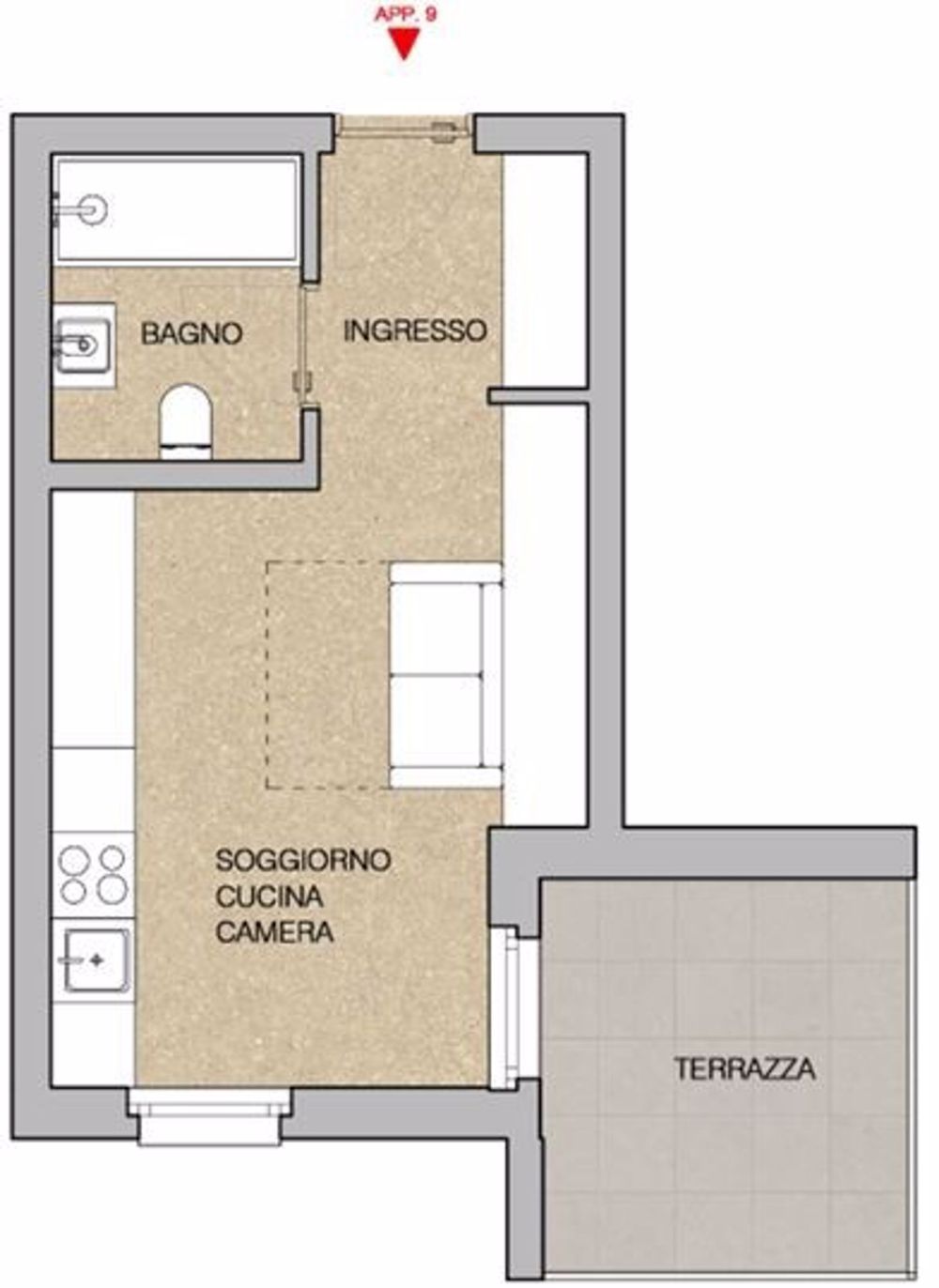 Neues Einzimmerapartment in Giubiasco zum Verkauf - Bild 4