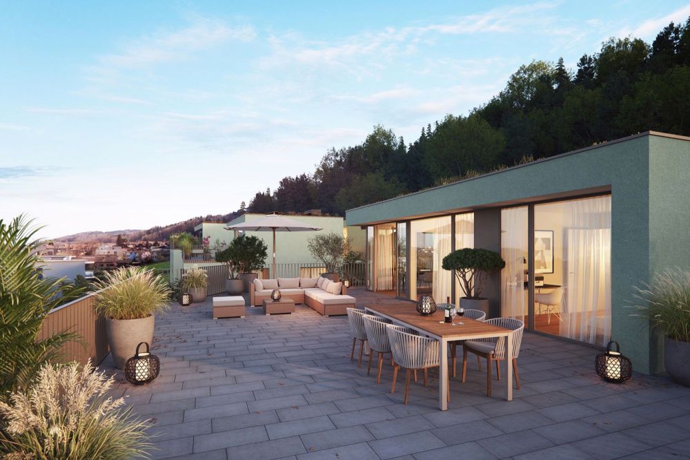 Im Eich" Neuenhof - Ruhig und zentral wohnen - Visualisierung Terrasse