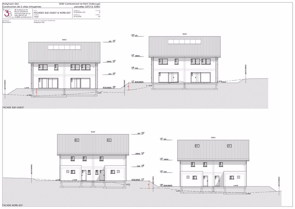 Villa neuve sur plan dans un espace verdoyant - Façade Sud Ouest Nord Est
