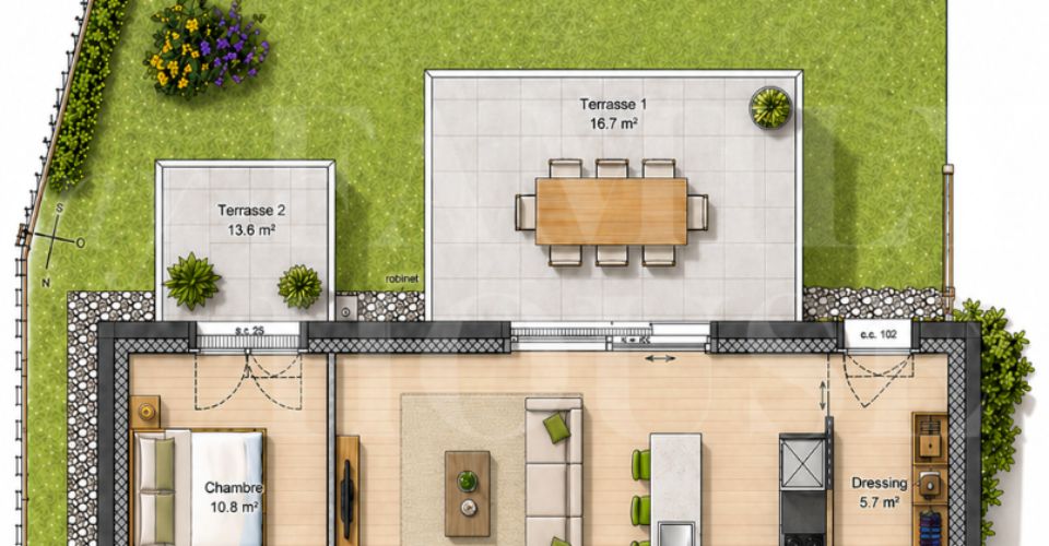 CASATAX: appartement neuf à vendre en rez-de-jardin et à deux pas des Organisations Internationales - Appartement 3 pièces - image - 6